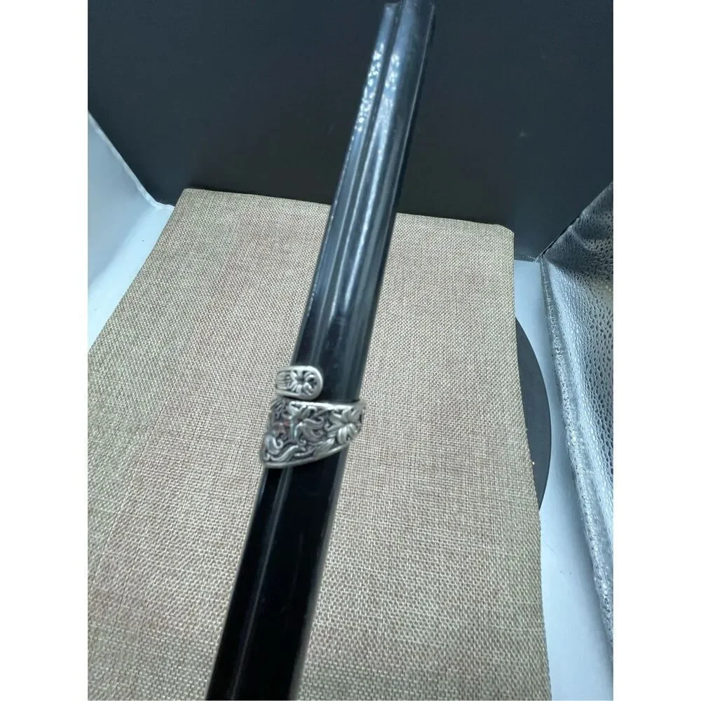 Antique Silver Spoon Ring Unisex Size 6.5 Floral Pattern